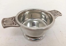 Vintage Scottish Highland Pewter Quaitch Whiskey Ceremonial Cup, Detailed Handle