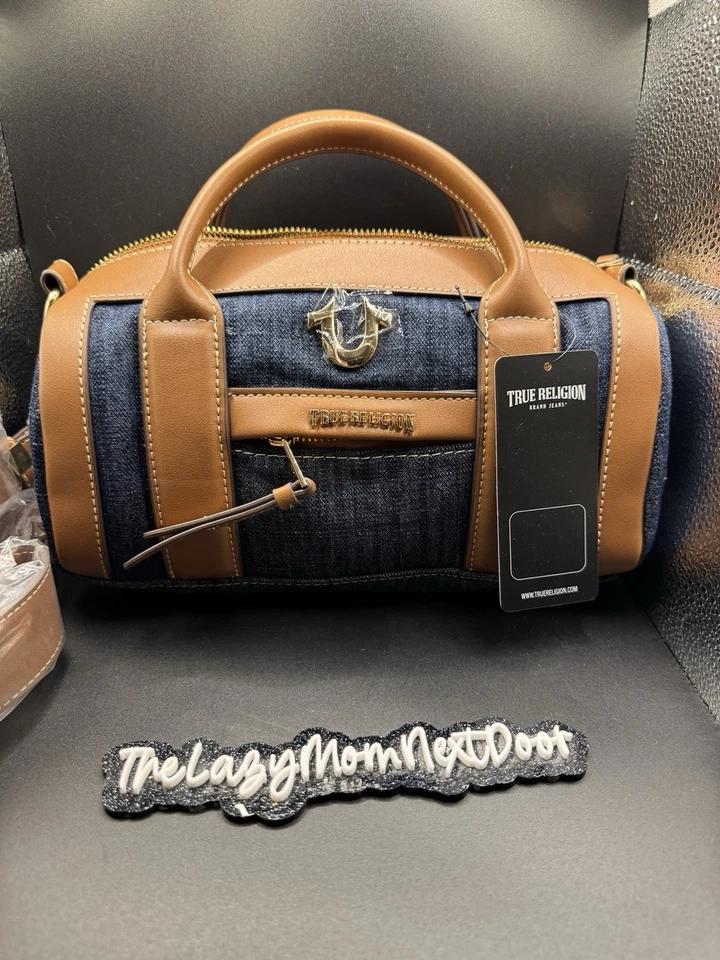 Bandolera True Religion Marrón y Denim Redonda Correa Ajustable Nueva con Etiquetas Foto 2 de 3