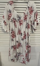 New Look Floral Ruffle Sleeve Sundress White Red Blue Rayon Size 2X