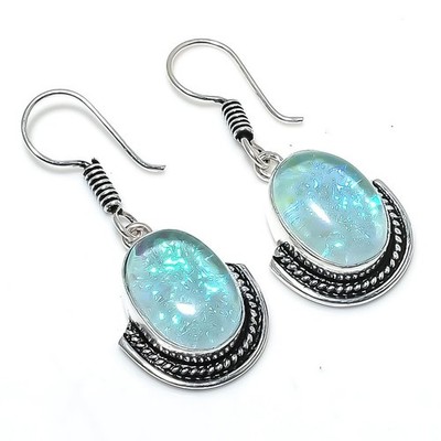 Triplett Opal Edelstein Handarbeit 925 Sterlingsilber Schmuck Ohrring Größe 1...
