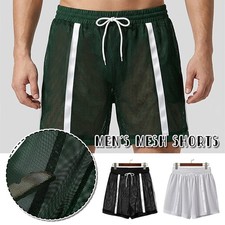 Men  s Workout Shorts Summer Drawstring Elastic Waist See-Through Running Shorts