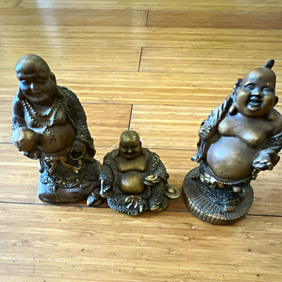 The Leonardo Collection, 3er Set Bronze Effekt Lachender Buddha Resin Figuren