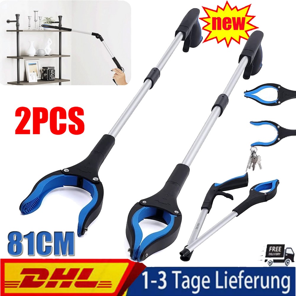2x Greifzange Senioren Greifer Müllzange Teleskop Greifer Müll Zange Greifzange