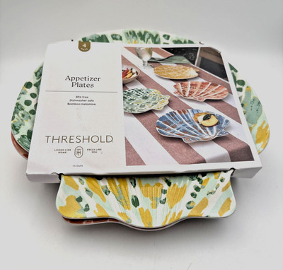 Threshold Coastal Shell Appetizer Plates   4-Pack (Spring / Summer 2025)   NEW