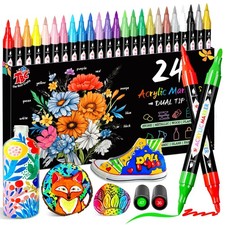 TBC The Best Crafts 24 Colors Dual Tip Acrylic Paint 24