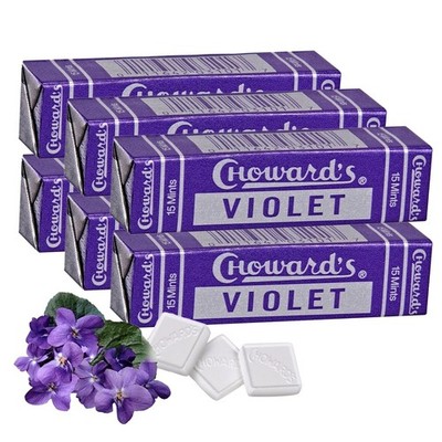 Choward's Violet Mints Candy | Bold 15 Count (Pack of 6), Blue,Red,Violet
