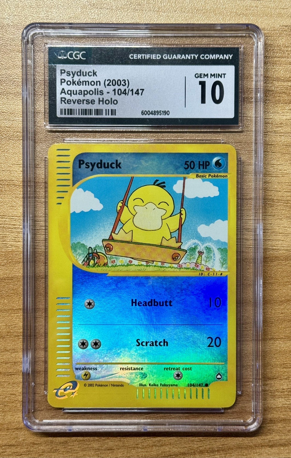 Pokemon Psyduck Aquapolis Reverse Holo 104/147 e-Reader CGC 10 Gem Mint - POP 5