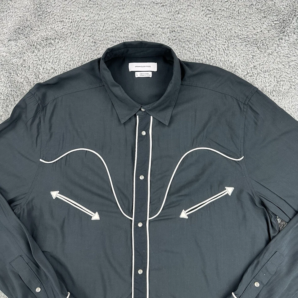 Urban Outfitters Western рубашка мужчин большой жемчуг Snap улыбка рокабилли ковбой ярмо - Изображение 2 из 4