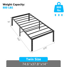 Full Size Metal Bed Frame Queen King Sturdy Metal Steel Slat Support Bedstead