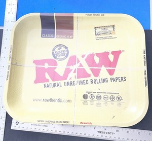 Raw Metal Rolling Tray Large 14 x 11 Inch