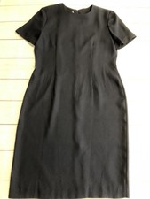 Leslie Fay Dress Womens 6P Petite Navy Blue Short Sleeve Sheath Work Office