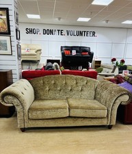 Chesterfield 3 Seater Sofa Gold Chenille Fabric