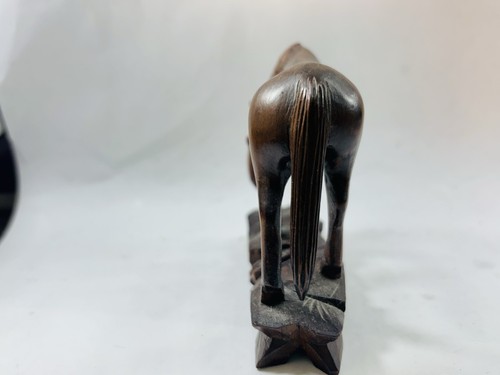 Antique chinese hand carved wooden horse with glass eyes-80/90 mm - Picture 4 of 7