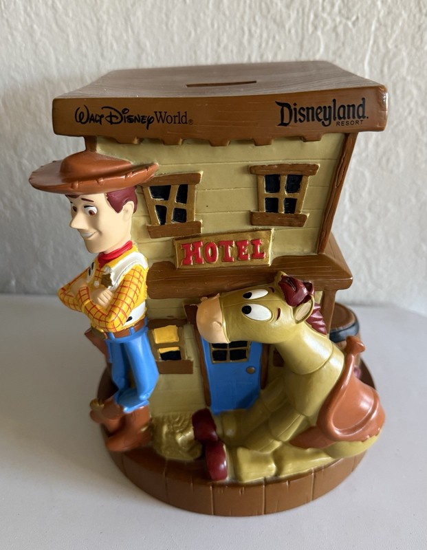 Used 8" Pixar Toy Story 2 Piggy Bank Woody Jesse Disney World & Disneyland