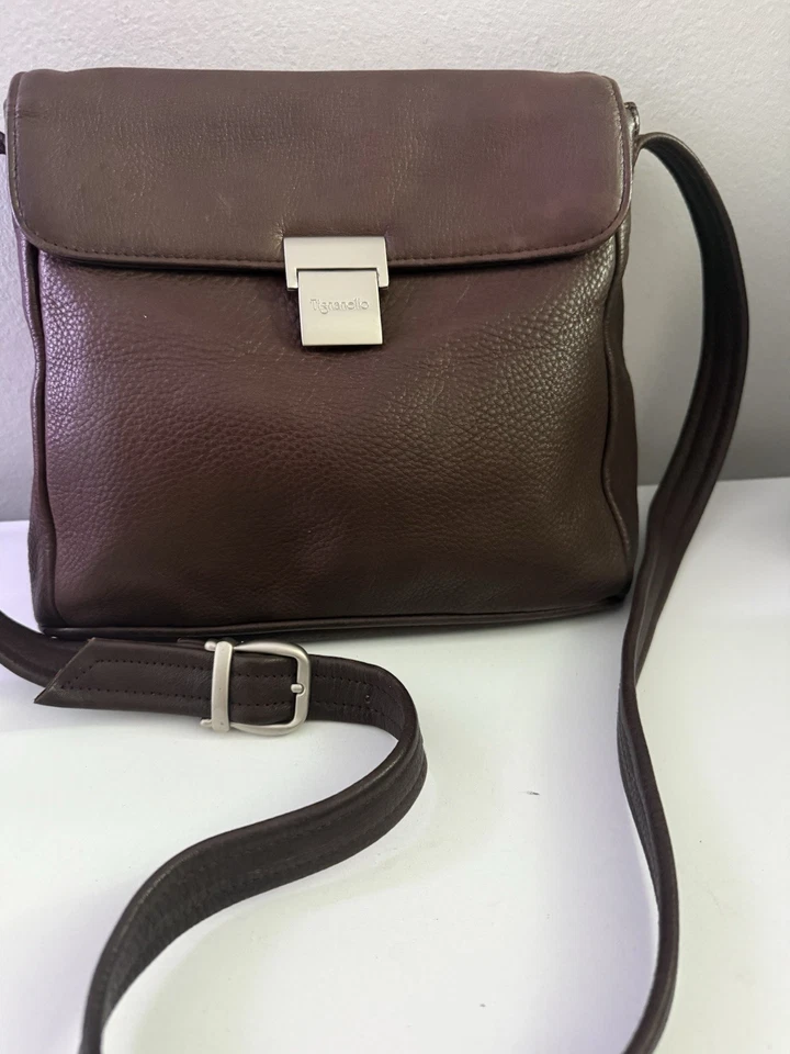 Bandolera Tignanello de cuero granulado marrón Foto 4 de 4