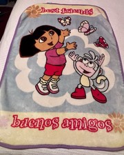 Vtg 2002 Nick Jr Dora The Explorer Fleece Plush Blanket Boots Best Friends