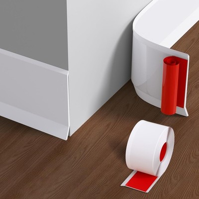 Moldura zócalo flexible, base pared de vinilo con patas y un 10 % más de ancho.