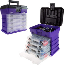 Plastic Tool Box Organizer with 4 Removable Drawers Handle Small Parts Storage
