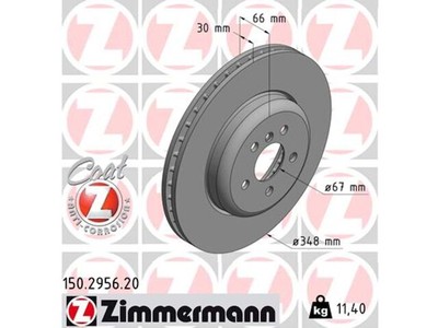 Zimmermann Coated 57YQ56B Brake Rotor Fits 2017-2020 BMW 540i xDrive
