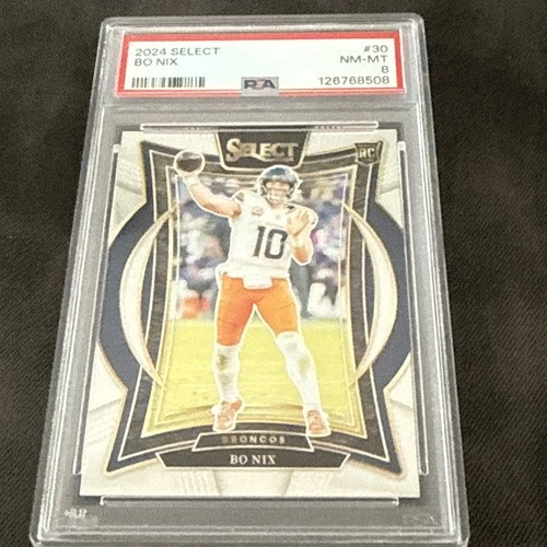2024 Panini Select #30 Bo Nix Concourse Rookie RC PSA 8