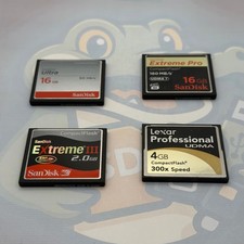LOT of 4 SanDisk Lexar Compact Flash - 16GBx2,4GB,2GB - Untested - GC465