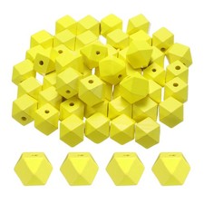 50pcs 20mm Yellow Geometric Wood Beads 4mm Large Hole for Jewelry Making