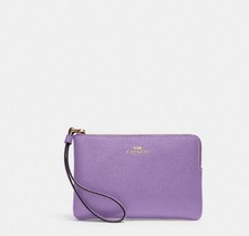 NWT COACH Corner Zip Wristlet In Canvas Leather Style No. 58032