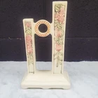 Antique 1920's Weller Roma Double Bud Vase Ivory with Floral Pattern