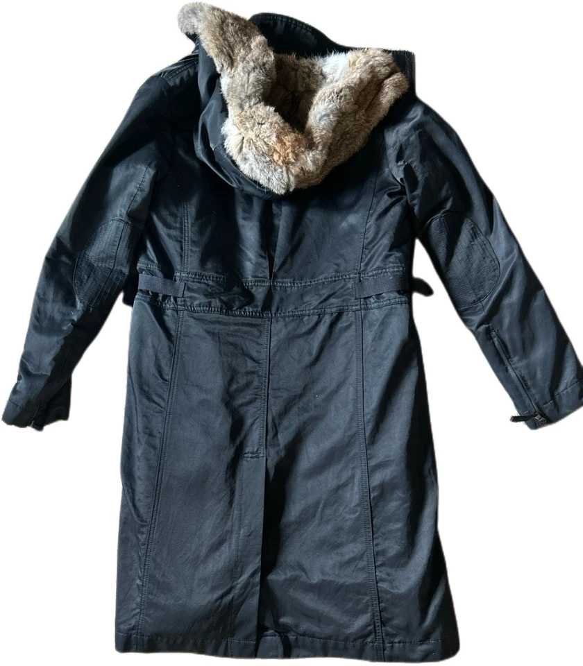 $995 THEORY Black Fur Lined & Hooded Parka Jacket Size S - Image 4 of 4