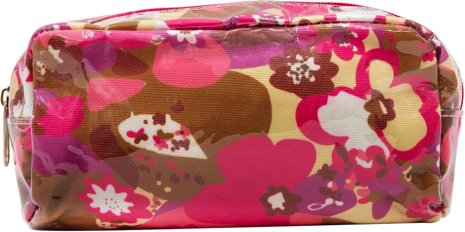 Косметичка в розово-коричневом стиле с цветочным рисунком в стиле ретро из 8 косметичек 1990₽