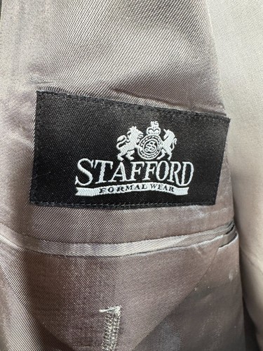 STAFFORD Mens Black TUXEDO FORMAL Wool 2pc TUX Suit 42S Jacket 36/30 Pant - Picture 8 of 14