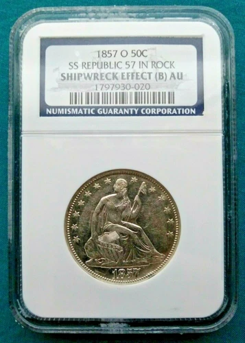 1857-O Seated Liberty Half 50c SS Republic 57 in Rock NGC #5844