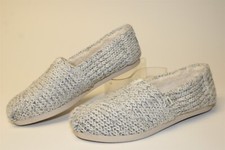 TOMS Pale Grey Sweater Knit Alpargata Loafers Womens Size 6 Flat Comfort Shoes