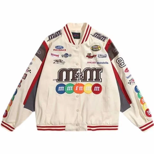 Unisex Adults M&M Printed/EMBROIDERY Casual Loose Motosport Jacket UK S-3XL - Bild 20 von 26