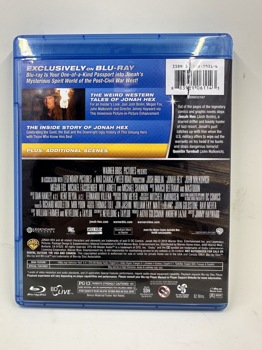 Jonah Hex (Blu-ray/DVD, 2010, 2-Disc Set) MEGAN FOX DC ACTION