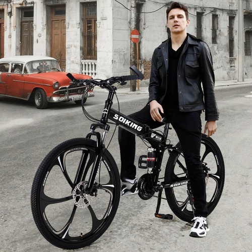 Womens Mens Folding Mountain Bike 26 