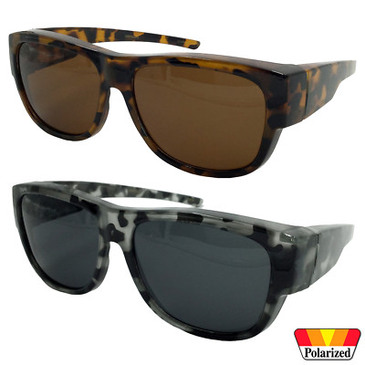 Womens POLARIZED Cover Put Over Sunglasses Wear Rx Glass Fit Driving Tortoise