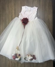 Satin and Tulle Flower Girl Dress With Petals Size 7-8 READ