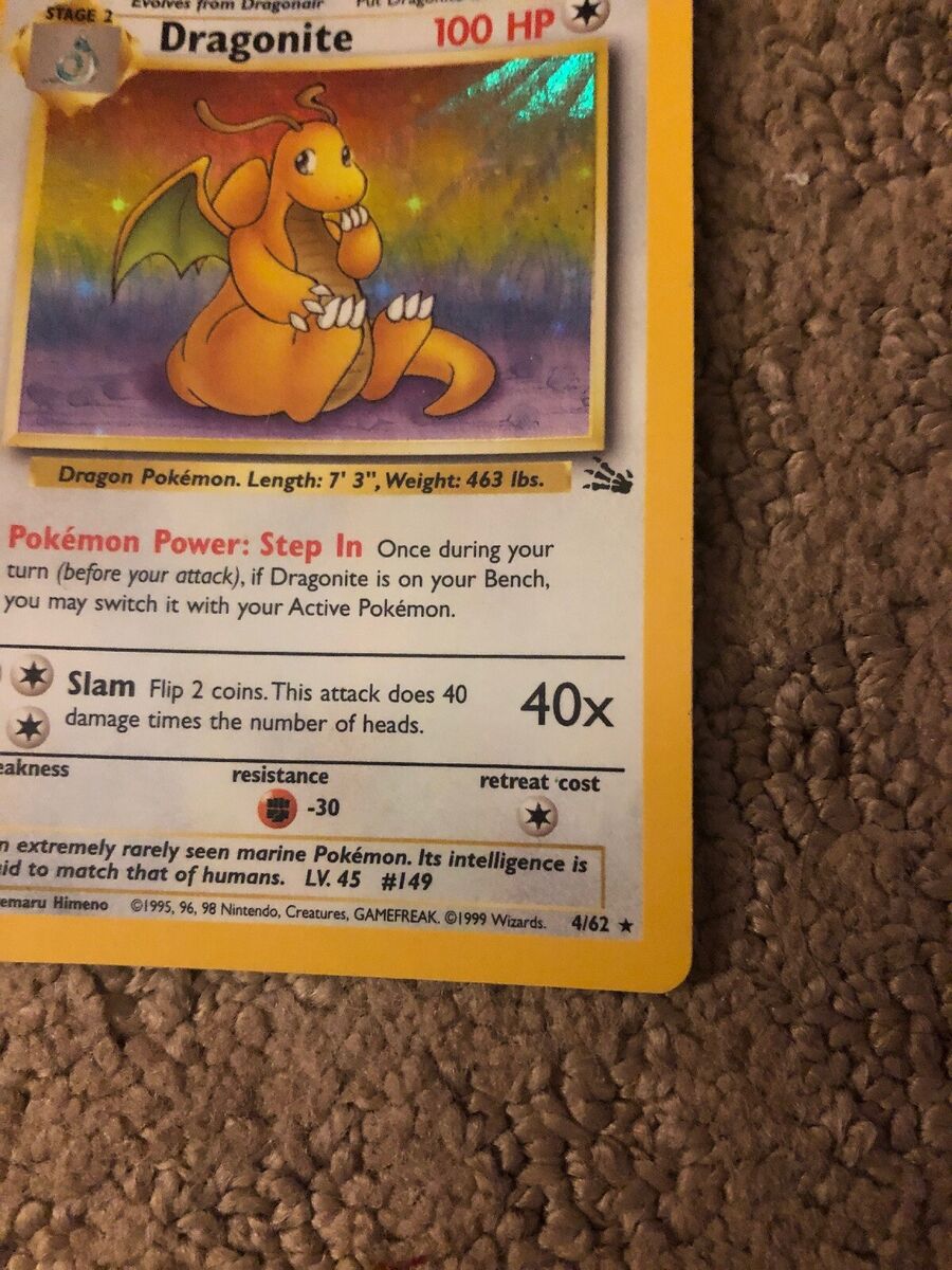 【Heavy Holo Bleed】 Dragonite Vintage 旧裏 MAJOR HOLO BLEED Dragonite Pokemon 1997 Holo Fossil Japanese