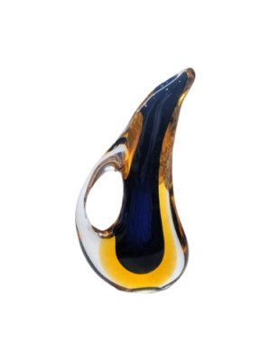 Murano Sommerso Glass Vase | Blue Amber Teardrop Form | Flavio Poli | 6.5''