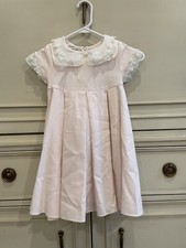Vintage Bonnie Jean Girls Pink Pleated Collared Dress Chiffon  Lace EUC Size 4