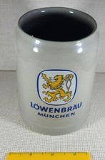 Vintage Lowenbrau Munchen Beer Stein Mug 5" Half Liter West Germany Stoneware