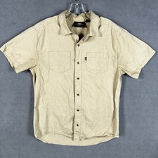 Harley Davidson Shirt Mens Large Mechanics Tan Button Up Embroidered Read