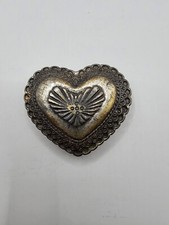 Belt Buckle Vintage Heart Silvertone NICE