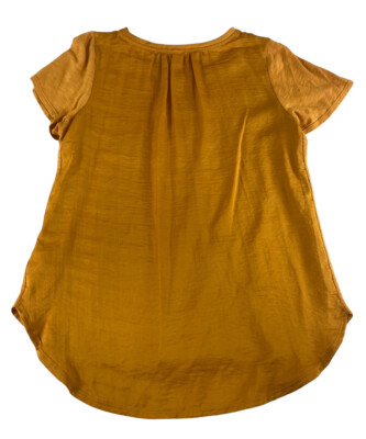 Old Navy Relaxed Top Size XS Tobacco Leaf Short Sleeve Blouse Satiny Back