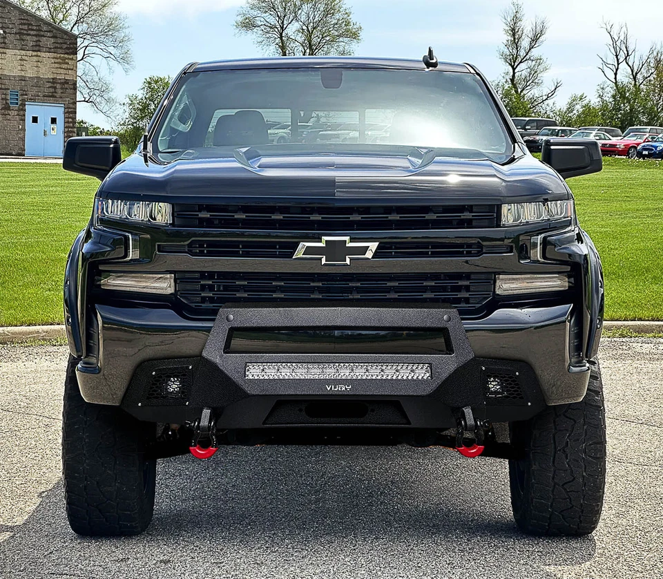 Fit 2019-2022 Chevy Silverado 1500 Vijay Front/Rear Bumper w/Winch Plate& Lights - Image 2 of 4
