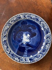 Delfts Blauw Wandteller Antik 41cm Ø von Zenith "Officier" n. Rembrandt Rarität 