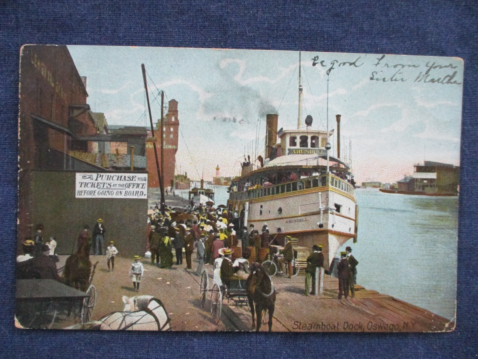1907 Oswego New York Steamer at Dock Postcard & Double Lined Cancel eBay