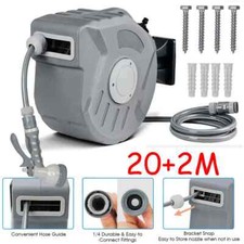 Auto Retractable Water Hose Wall Mounted Hose Reel 20M Garden Watering Hosepipe
