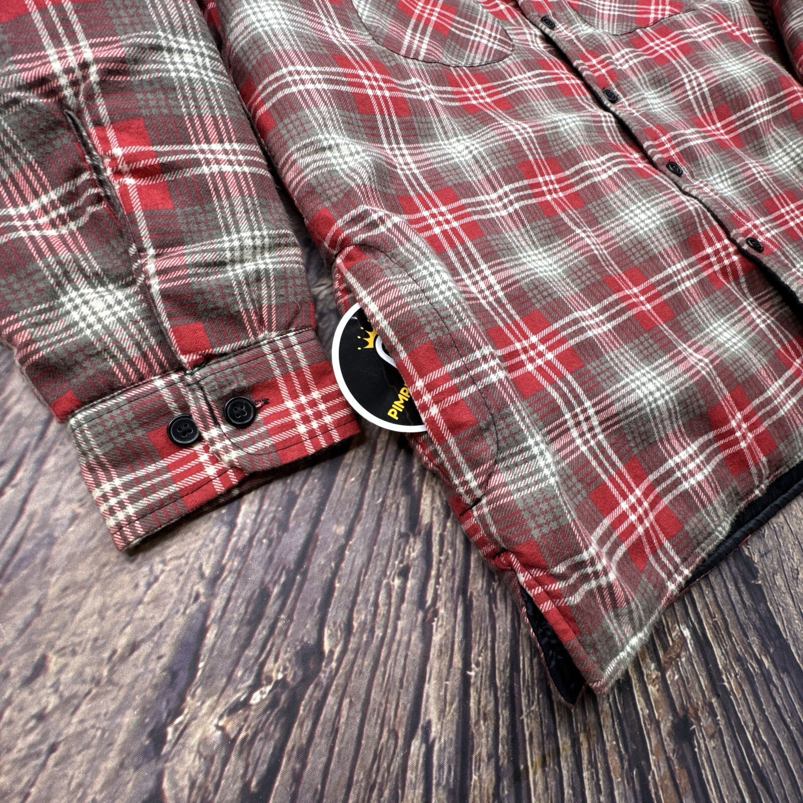 Woodland Flannel Shirt Jac Jacket Quilt Lined Mens Large Tartan Plaid Shacket